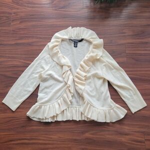 Diane Von Furstenberg Cream Ruffle Cardigan